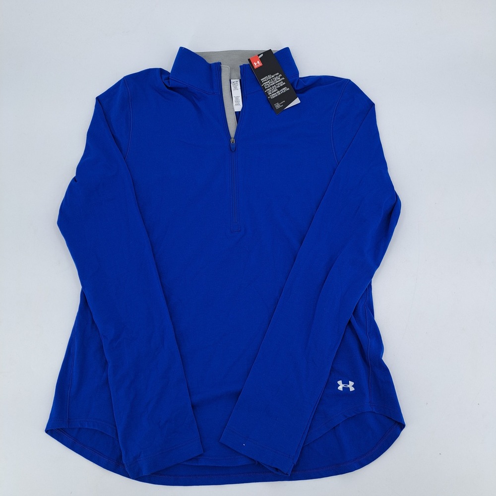 Under Armour 1/4 Zip Pullover Women Large Blue Synthetic Solid Fitted NWT